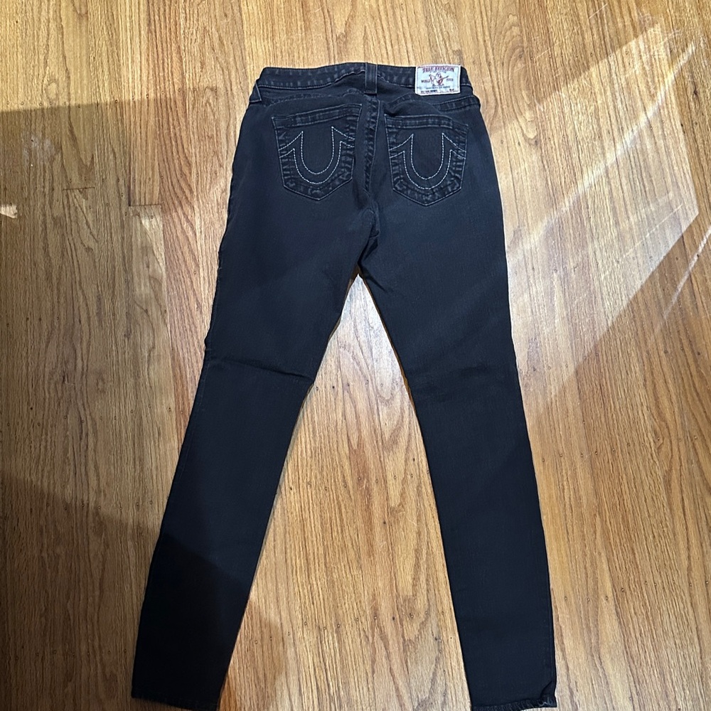 True Religion Black Skinny Jeans with Signature Back Stitching